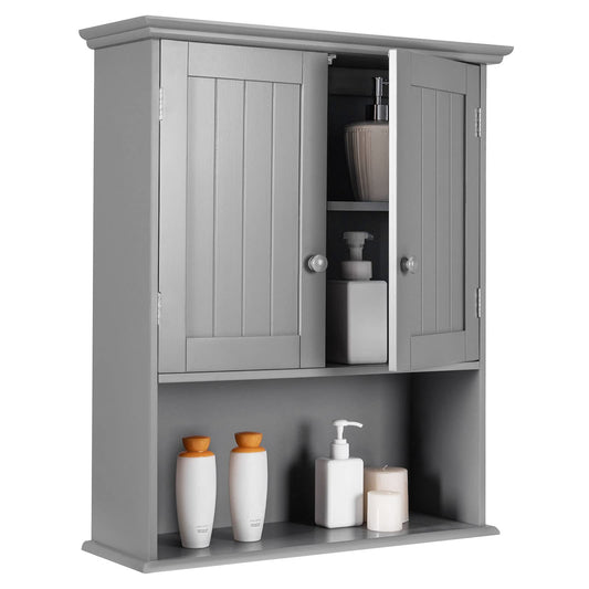 Wooden Wall Mounted Medicine Cabinet with Double Door