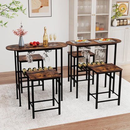 3 Piece Counter Height Table Set Oval Dining Table and 2 Stools