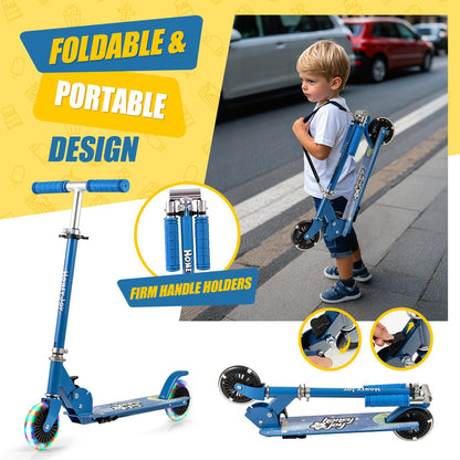 2-Wheel Foldable Kick Scooter with Light Up Wheels and Adjustable Handlebar