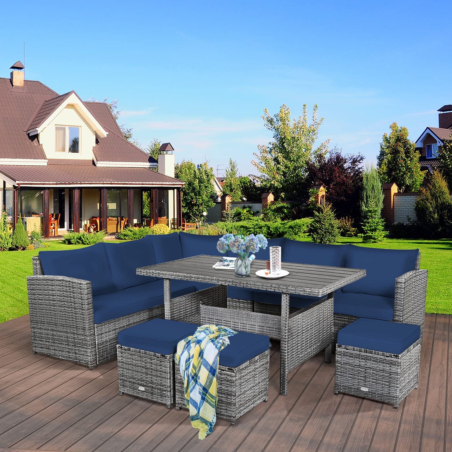 7-Piece Patio Furniture Set with Back and Seat Cushions