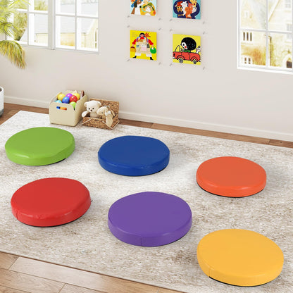 Round Seat Cushions with Handle 6 PCS Colorful Flexible Soft Foam Mat