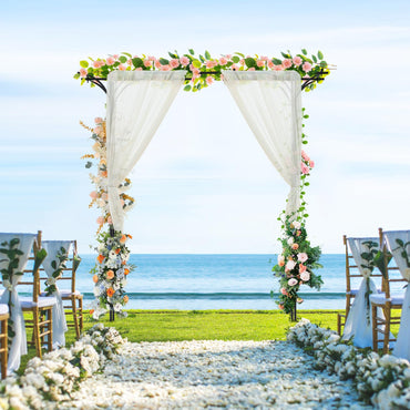 Flat Top Garden Arch with Trellises and Extended Roof for Climbing Plants