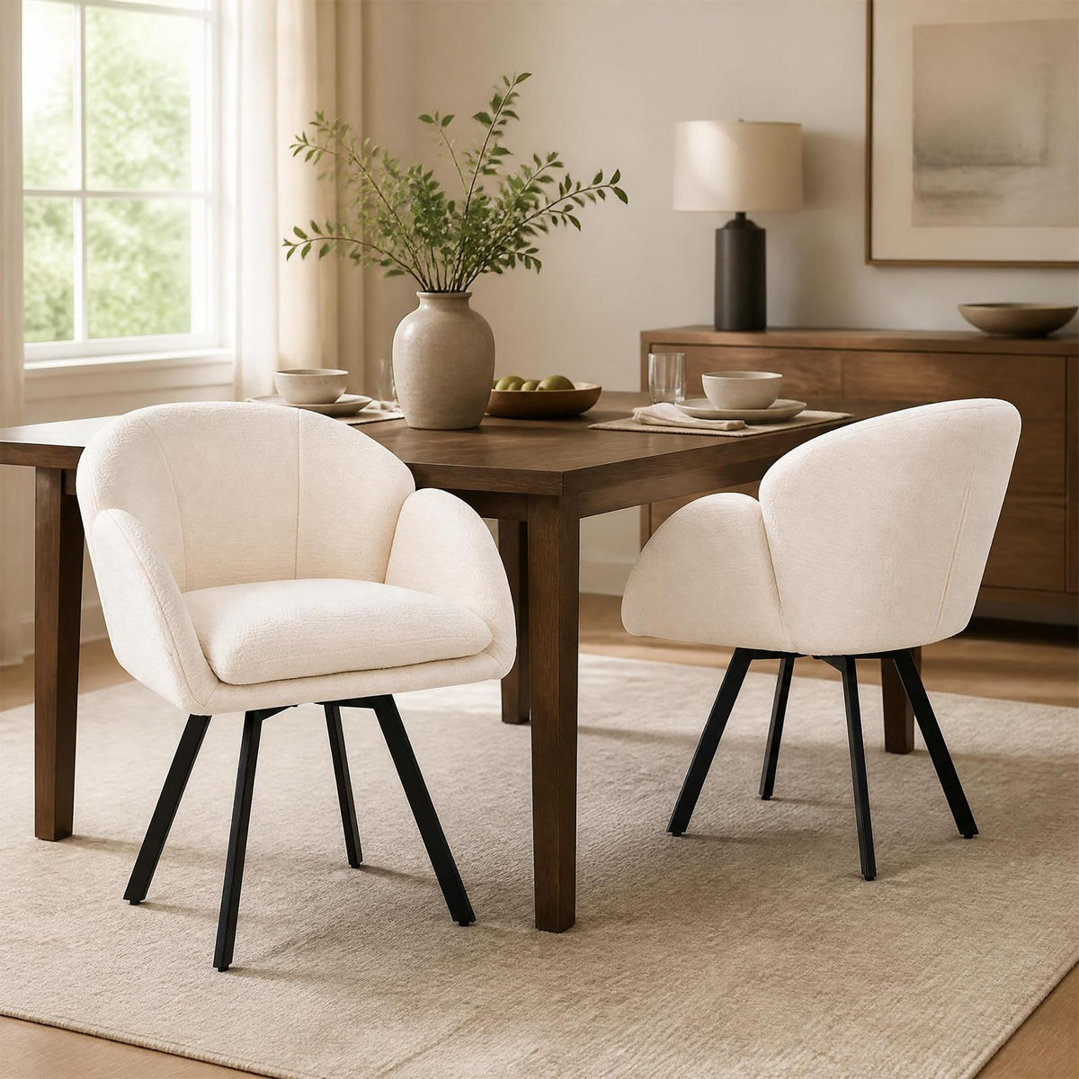 360° Swivel Accent Chair, Upholstered Chenille Armchair