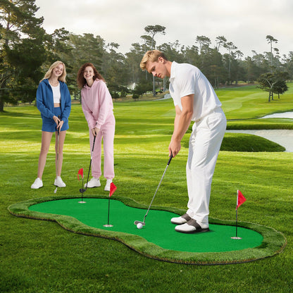 5 x 10 FT Professional Golf Practice Mat Putt Green Carpet with 3 Holes and Balls