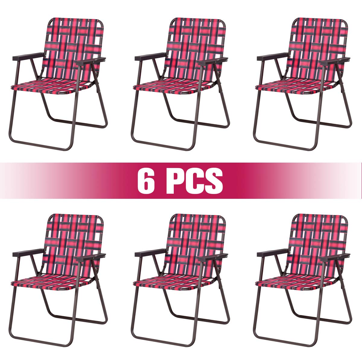 6 PCS Folding Lightweight Beach Camping Chair with Armrest