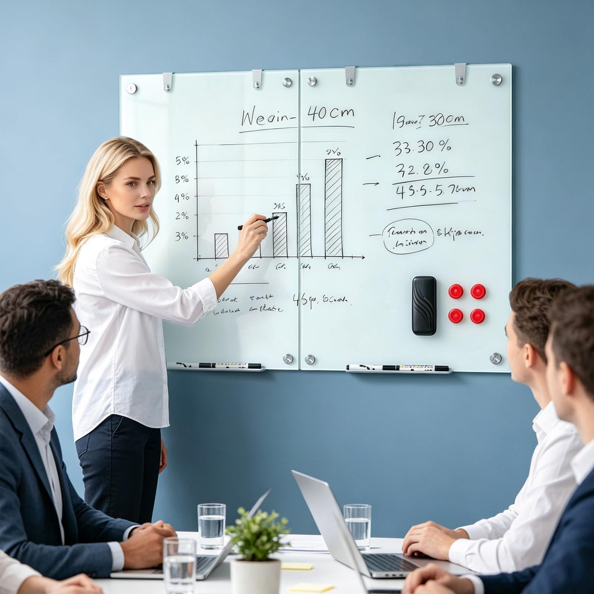 Magnetic Glass Board, 60 x 90 cm Frameless Dry Erase Board