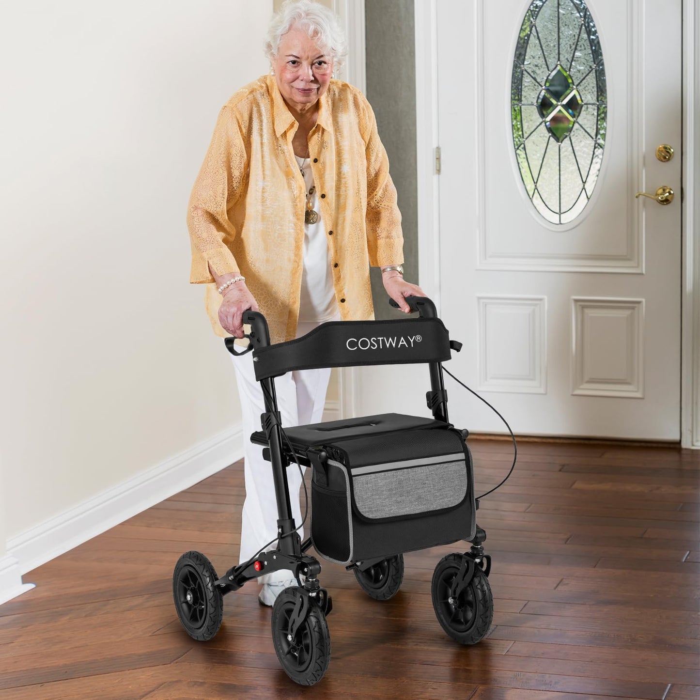 Walker for Seniors with Seat Folding Rollator Walker with Pneumatic Tires
