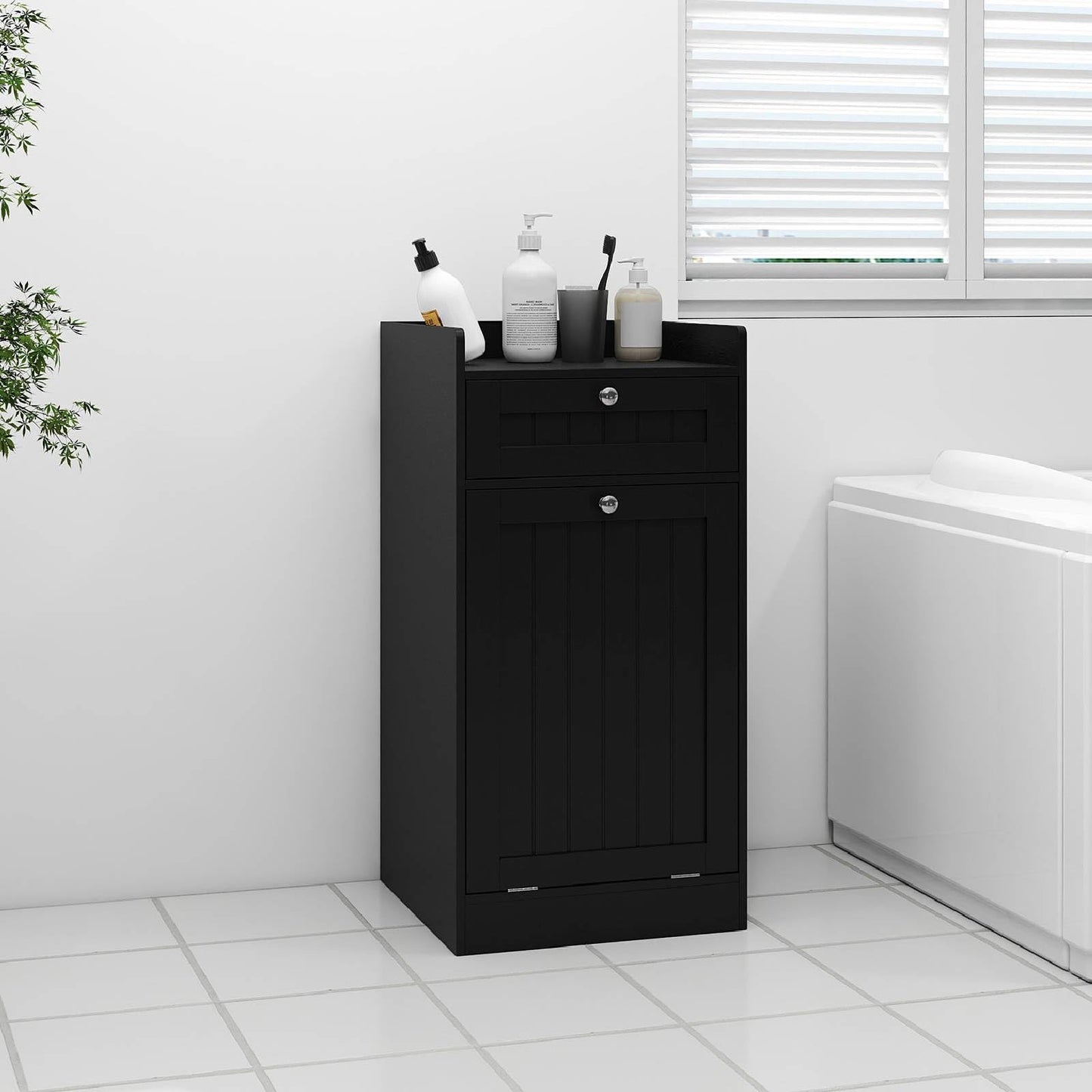 Bathroom Storage Cabinet with Drawer and Removable Hamper