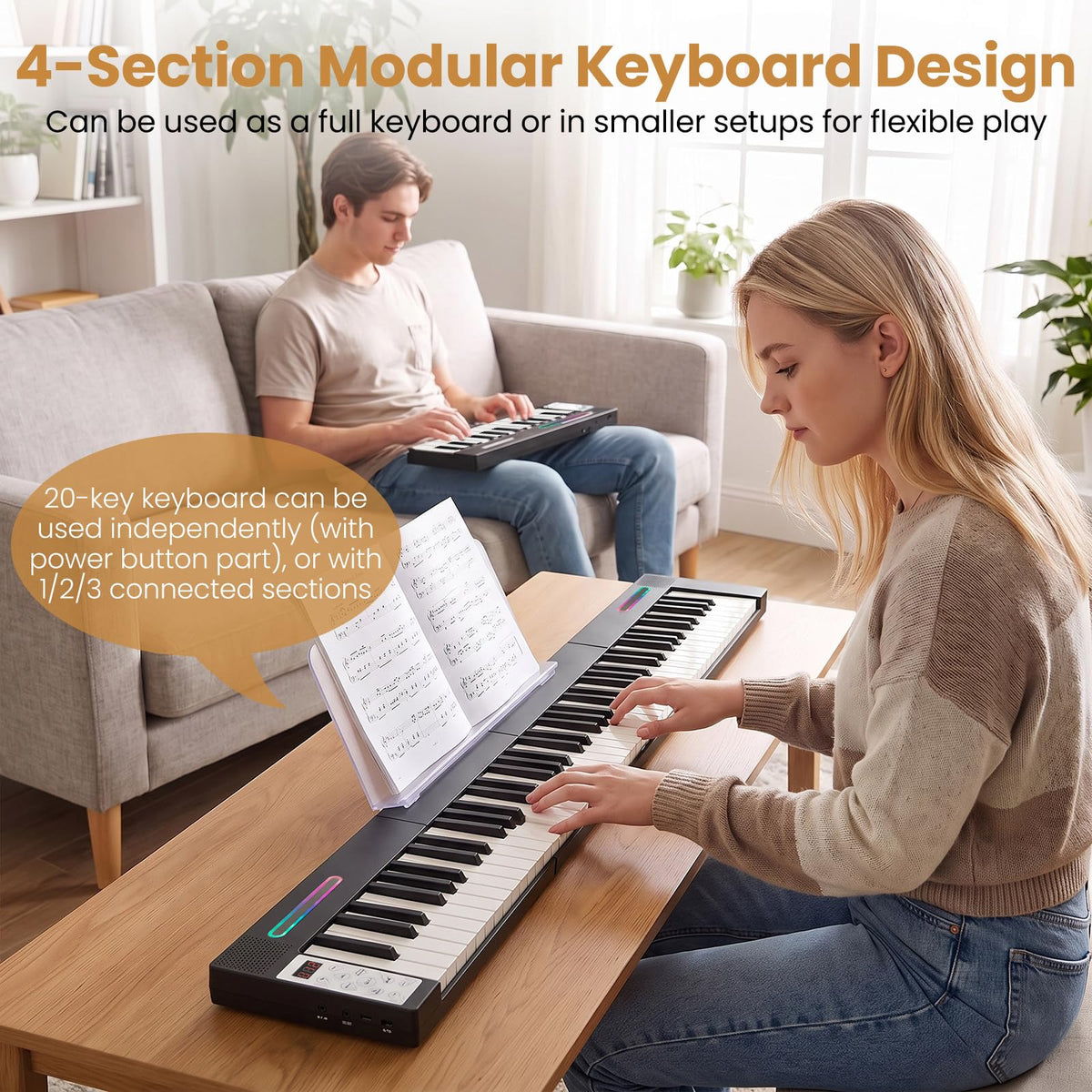 88 Keys Keyboard Piano,Magnetic Digital Piano with Wireless