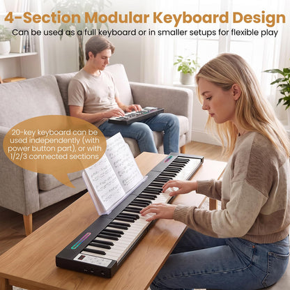 88 Keys Keyboard Piano,Magnetic Digital Piano with Wireless