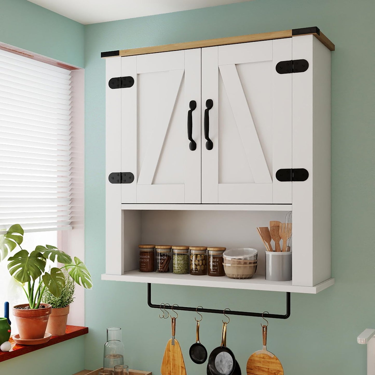 Bathroom Wall Cabinet, Farmhouse Over-The-Toilet Storage Cupboard