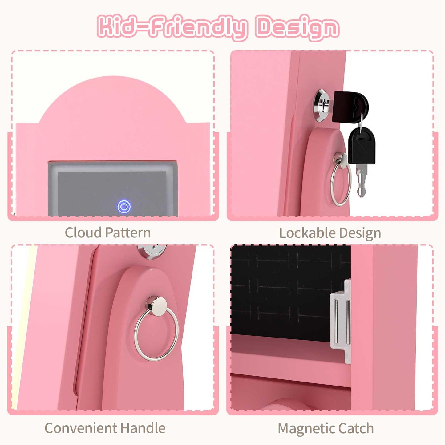 Kids Jewelry Cabinet Children Jewelry Organizer with Lights