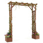 220cm Wooden Garden Arch with Planter Boxes & Hanging Roof