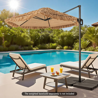 2.7m Cantilever Tiki Parasol Hawaiian Style Patio Beach Umbrella with Vented Top