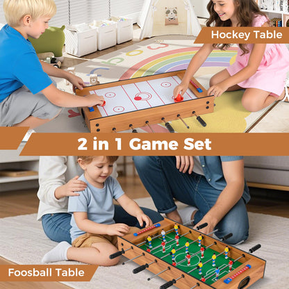 2 In 1 Multi Game Table Compact Tabletop Foosball Table and Hockey Game