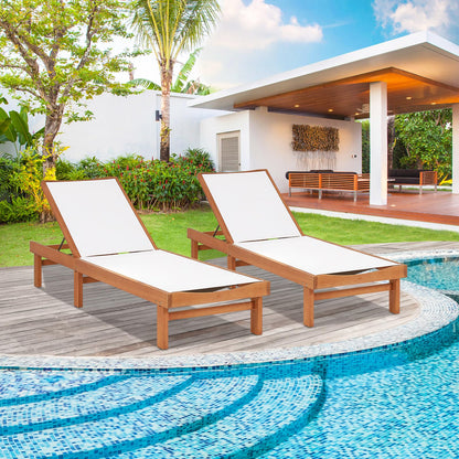 5-Postion Adjustable Patio Chaise Lounge Chair Deck Sunbed