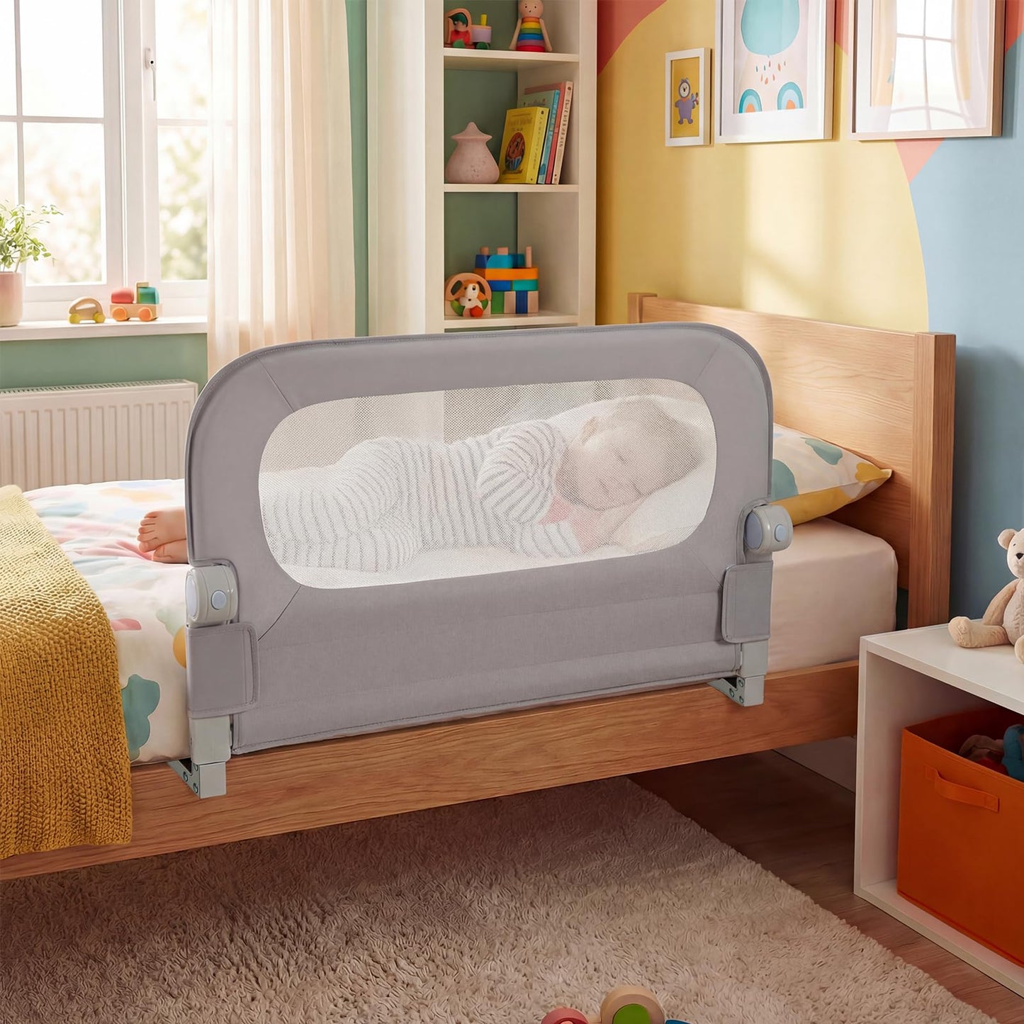 80/120/148/178/198 cm Long Adjustable Baby Bed Rail Guard with Extra Buckle