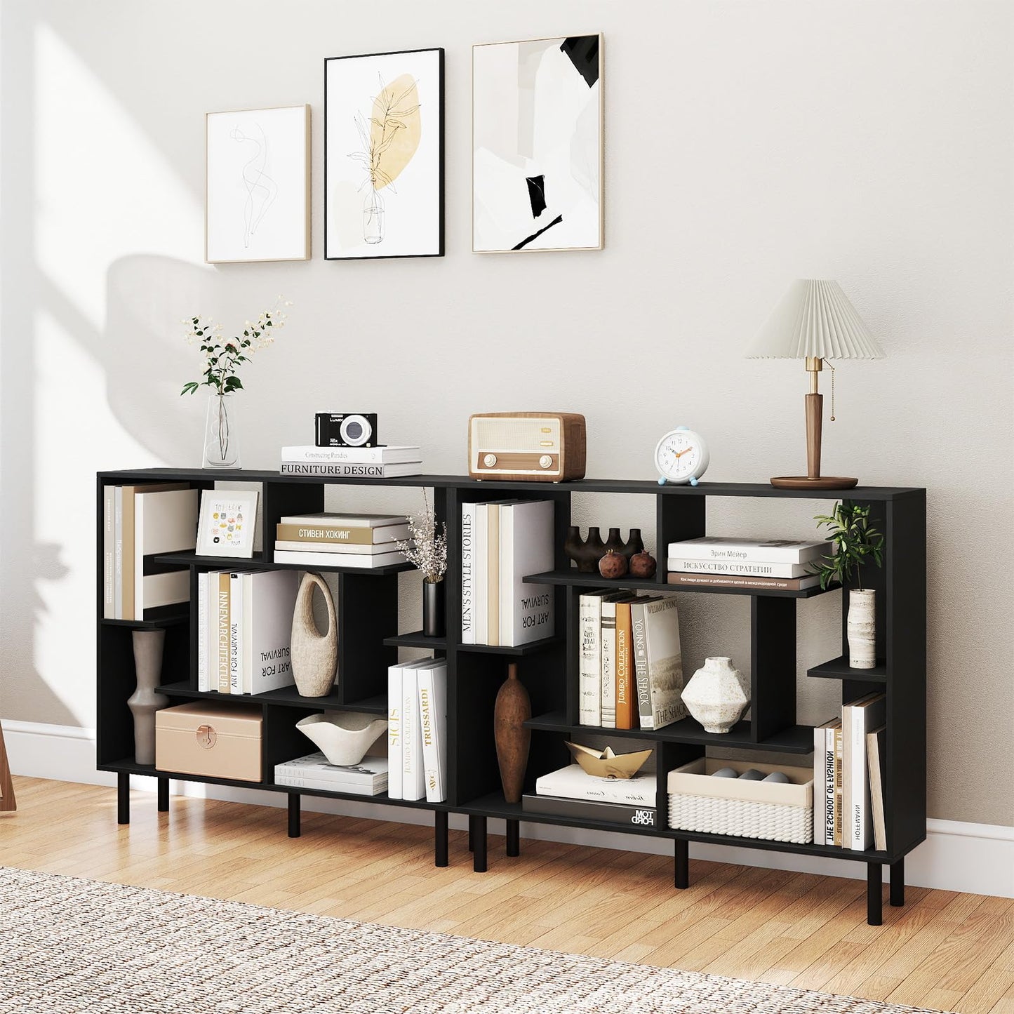 Modern Geometric Bookcase with Anti-tipping Devices