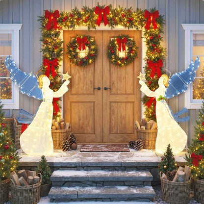 Pre-lit Christmas Angel, 3D Glittered Angel with LED Lights