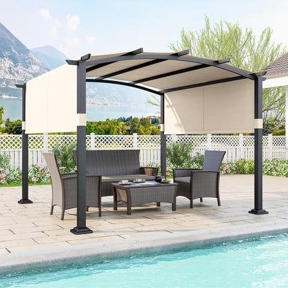 305 x 305 x 218 cm Large Garden Pergola with Sun Shade Canopy