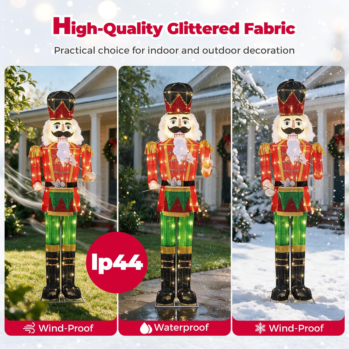 5FT Animated Nutcracker, Light Up Christmas Drummer Decoration