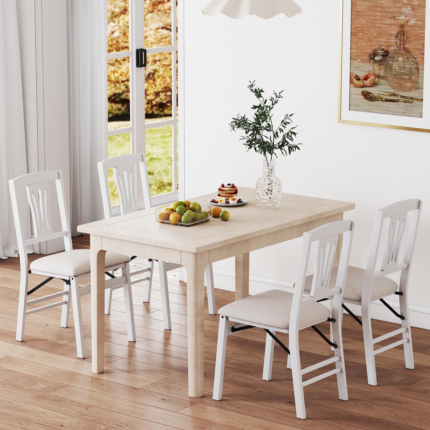 Set of 2 Folding Dining Chairs with Soft Padded Seat and Hollow-out Backrest