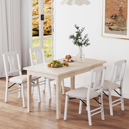 Set of 2 Folding Dining Chairs with Soft Padded Seat and Hollow-out Backrest