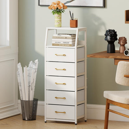 5-Drawer Storage Cabinet with Detachable Foldable Fabric Drawers and Anti-Tipping Kits