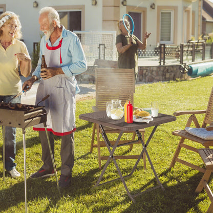 60 x 60 x 72cm Portable Square Camping Trestle Table with HDPE Top & Metal Frame