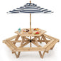 6 Seat Kids Picnic Bench Set with Removable Adjustable Umbrella