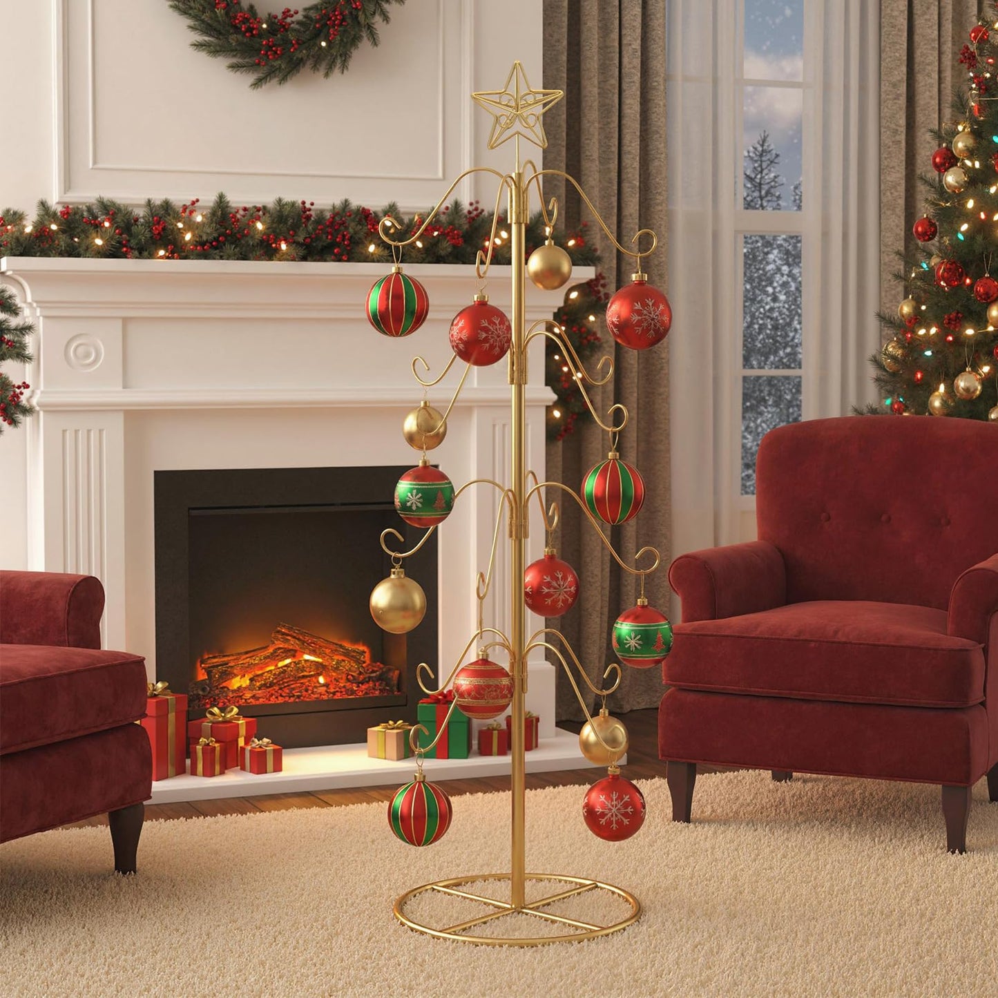 Christmas Stocking Holder Stand, 48” Freestanding Xmas Stocking Hanger Rack