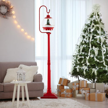 68 Inch Christmas Lamp Post with Sound-Activated Snow Globe Lantern
