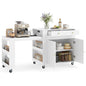 180cm Kitchen Island on Wheels with Extendable Table & Power Outlet