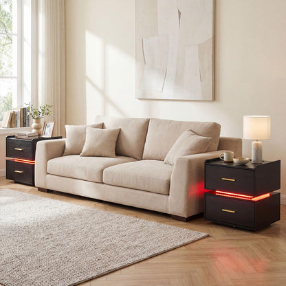 Nightstand with Charging Station and 2 Storage Drawers