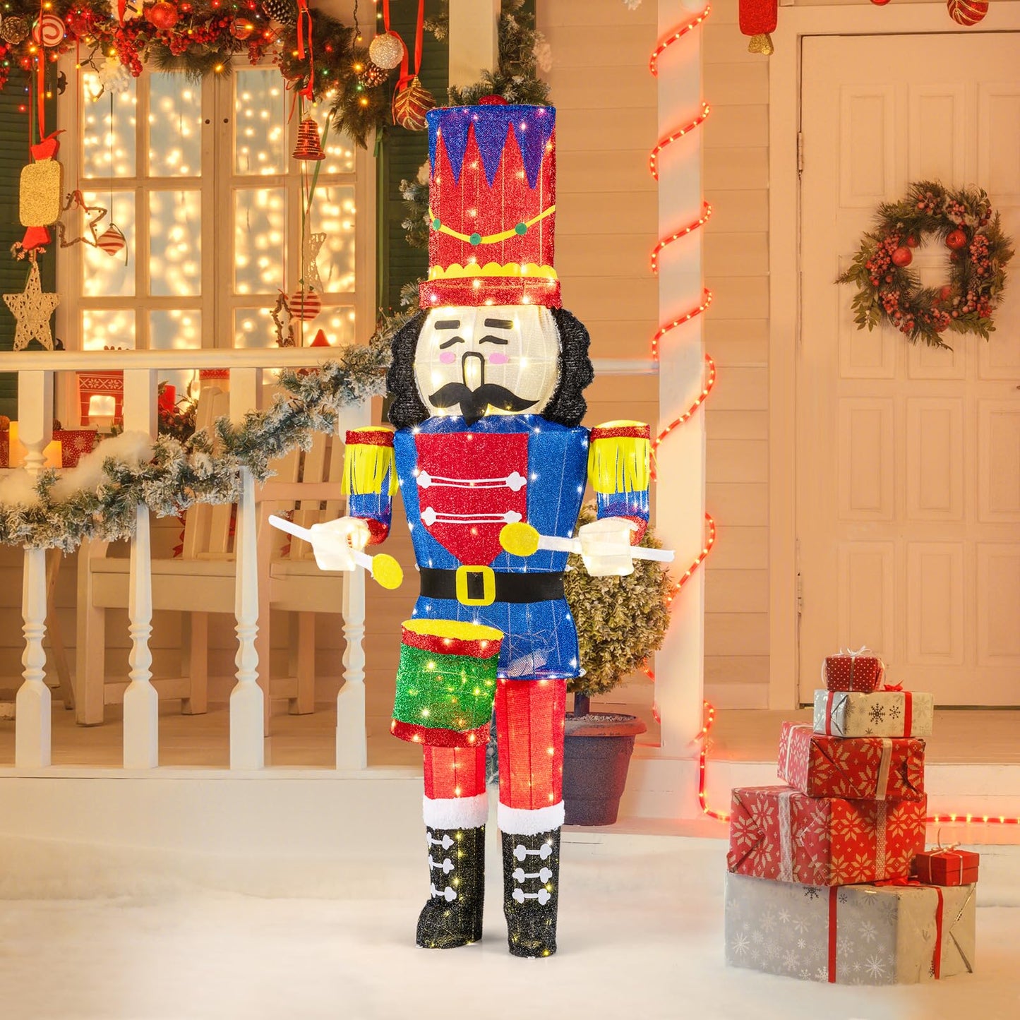 Lighted Nutcracker Soldier, Outdoor 3D Christmas Decoration with LED Lights
