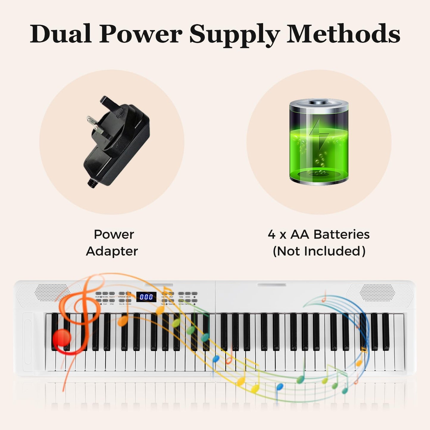 61 Key Folding Digital Piano Keyboard, Portable Full Size Electric Piano