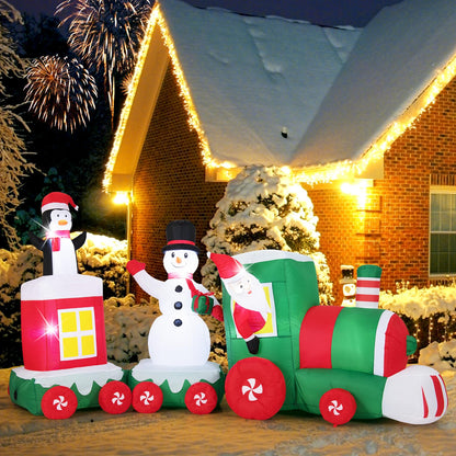 11.5 Feet Christmas Inflatables Train with Snowman Penguin Gift Box