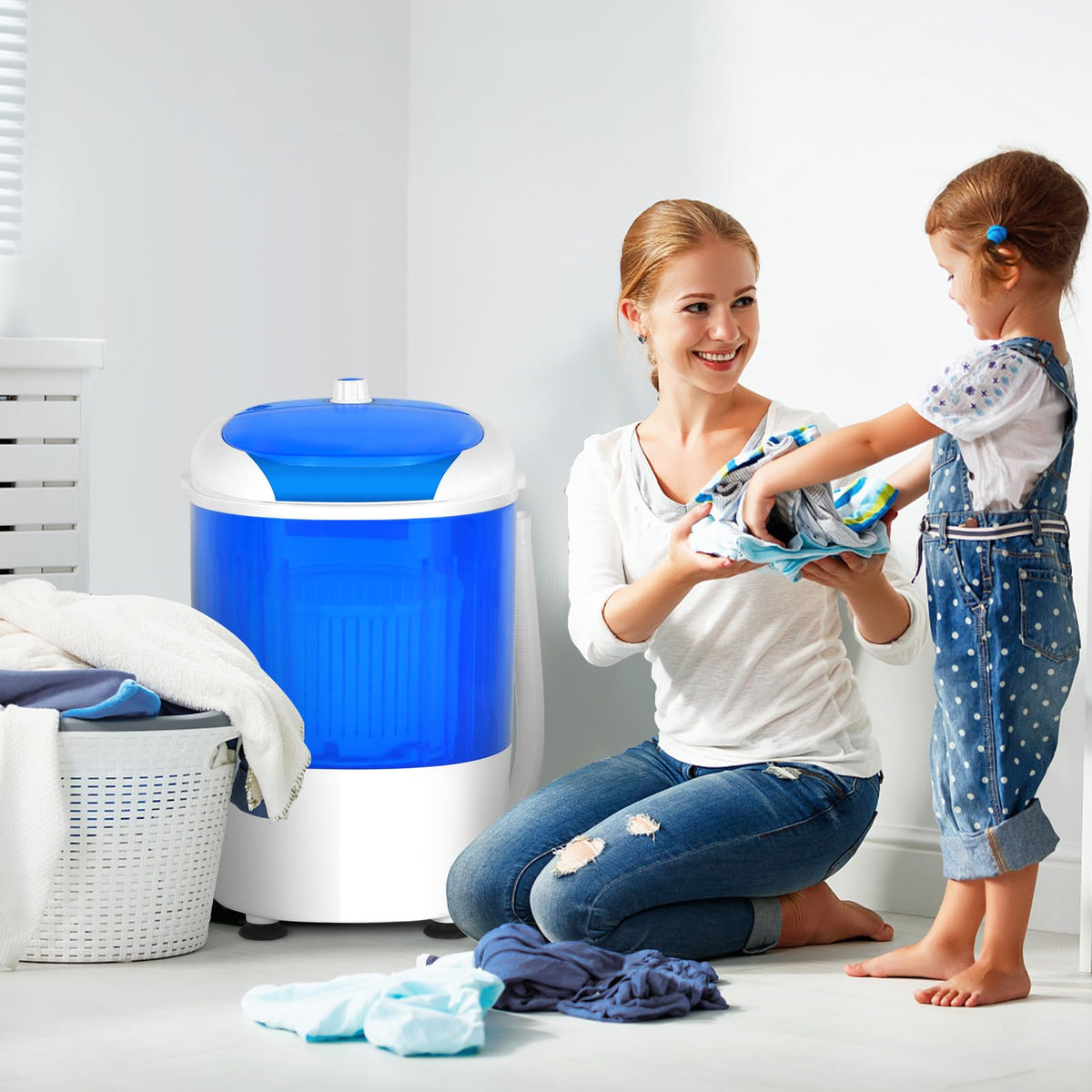 GiantexUK 2-in-1 Mini Washing Machine, Single Tub Washer and Spin Dryer