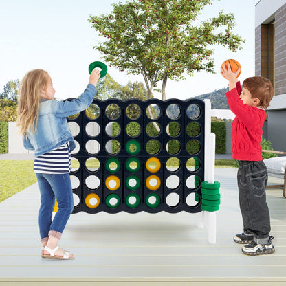 3 in 1 Giant Connect 4 Game Set with Basketball Hoop and Ring Toss