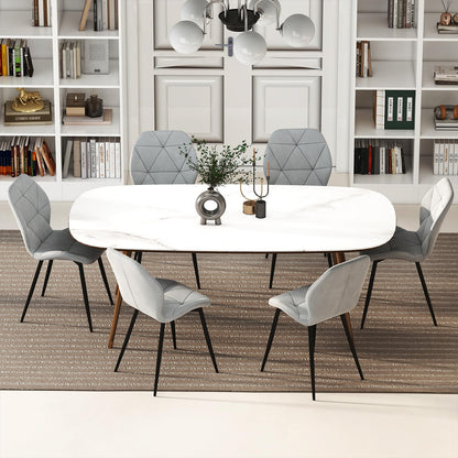 Upholstered Dining Chair Set of 4 with Ergonomic Backrest and Curved Seat