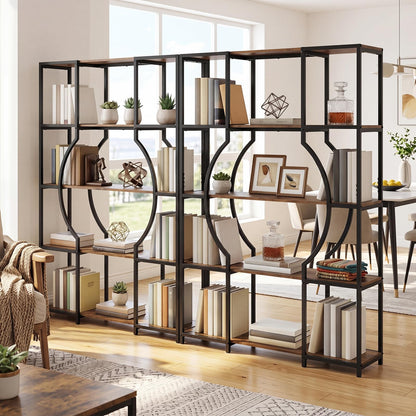 Industrial Etagere Bookcase with Arc-Shaped Design and Open Shelves