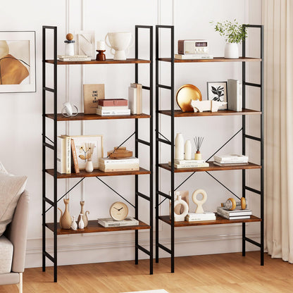 Wooden Storage Bookcase Ladder Shelving Unit