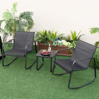 3-Piece Garden Furniture Set with Tempered Glass Table and Chairs