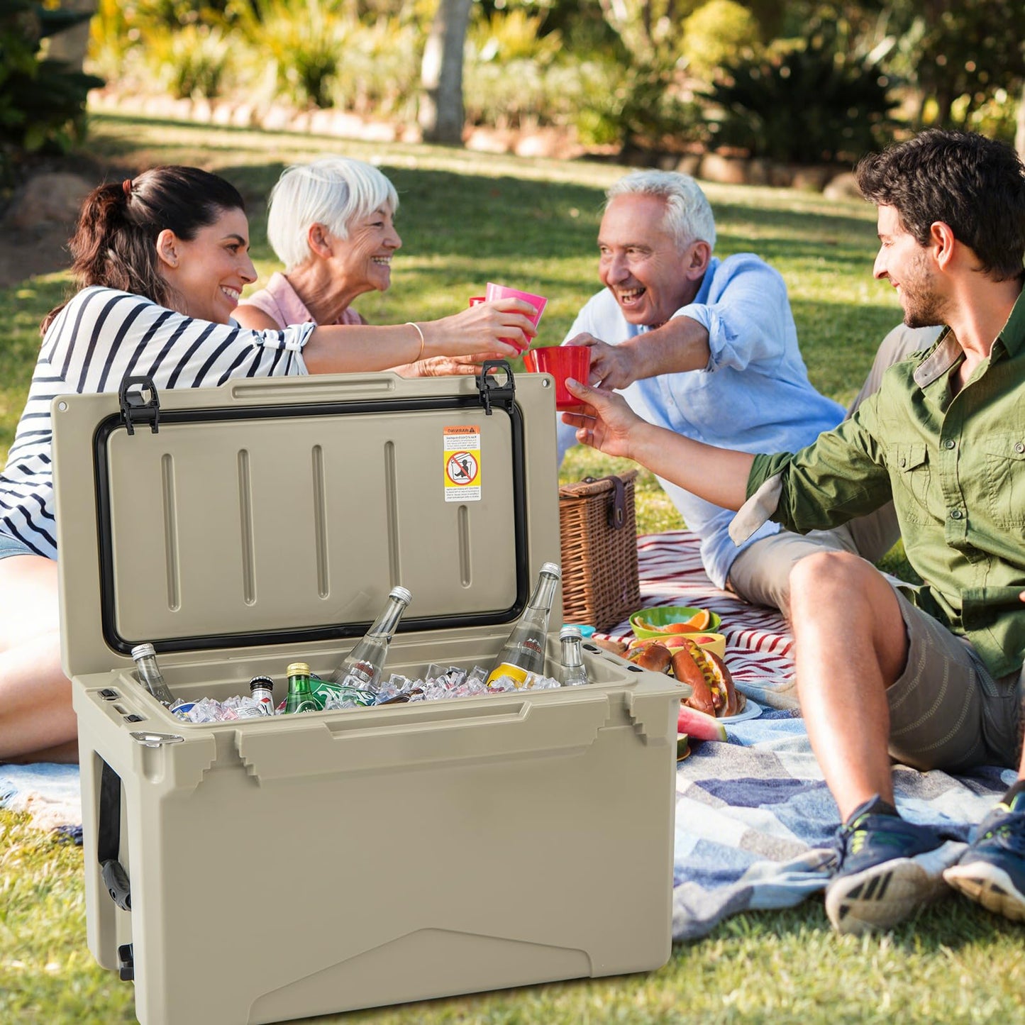 47L Portable Rotomolded Cooler with Integrated Cup Holders