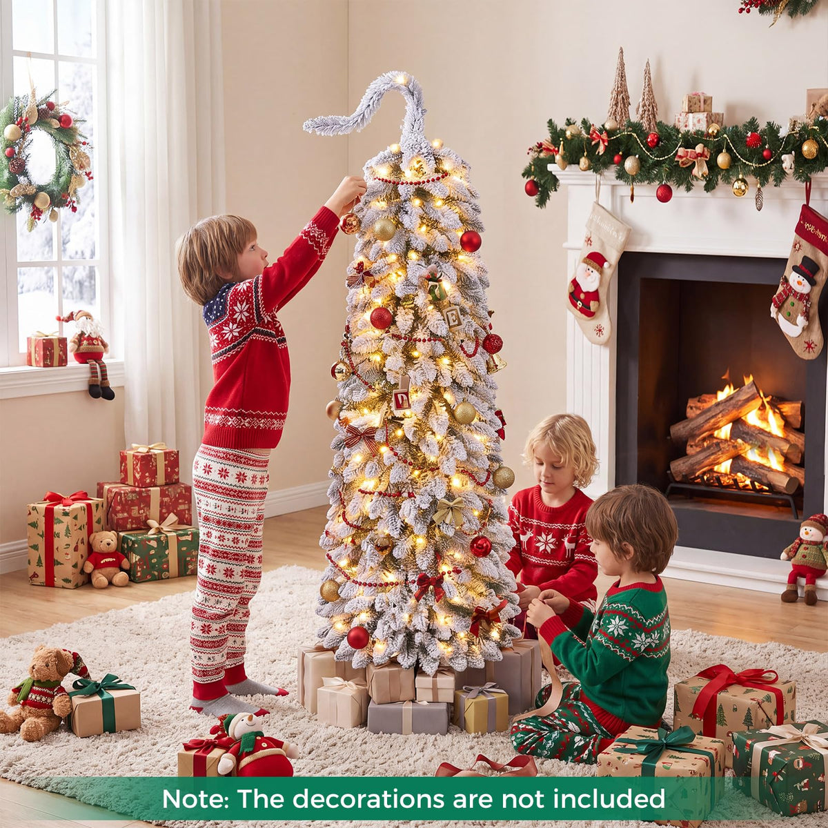 5/6FT Pre-lit Christmas Tree, Hinged Xmas Tree