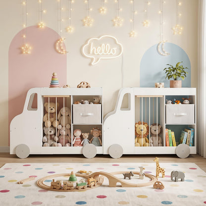 Toy Storage Organizer with Open Shelves & Fabric Drawer for Playroom Nursery