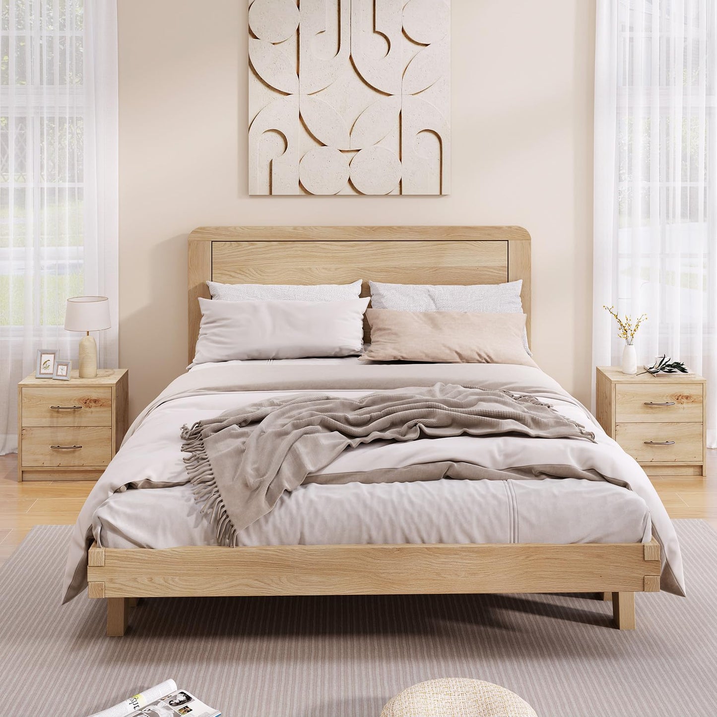 2-Drawer Nightstand with Storage for Living Room Bedroom