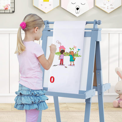 Kids Wooden Art Easel Double-Sided Height Adjustable Children Easel