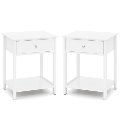 1/2 Pieces Wooden Nightstand with Drawer and Storage Shelf