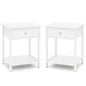 1/2 Pieces Wooden Nightstand with Drawer and Storage Shelf